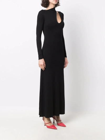 Shop Manurí Cut-out Detail Long-sleeve Dress In Schwarz