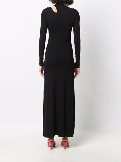 Shop Manurí Cut-out Detail Long-sleeve Dress In Schwarz