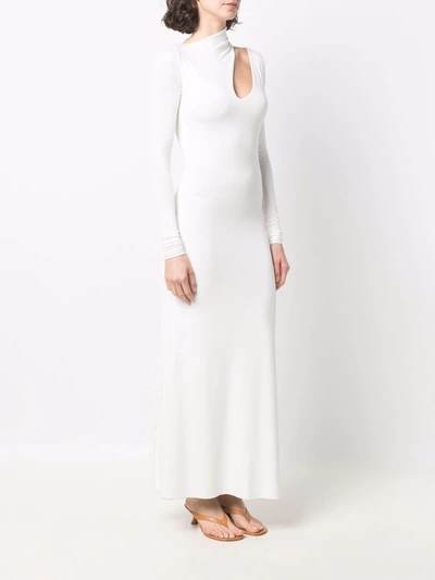 Shop Manurí Cut-out Detail Long-sleeve Dress In Weiss