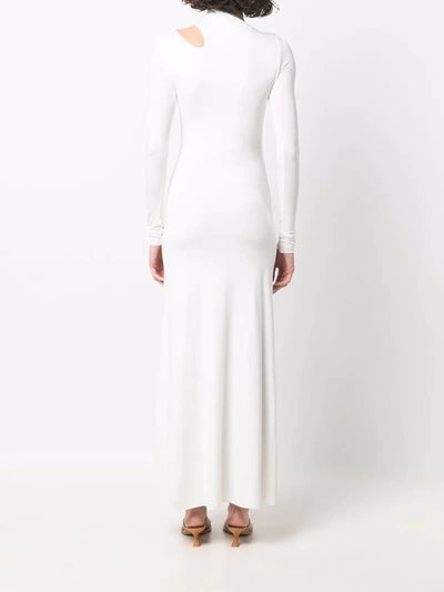 Shop Manurí Cut-out Detail Long-sleeve Dress In Weiss