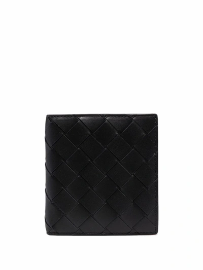 Shop Bottega Veneta Woven Billfold Wallet In Schwarz