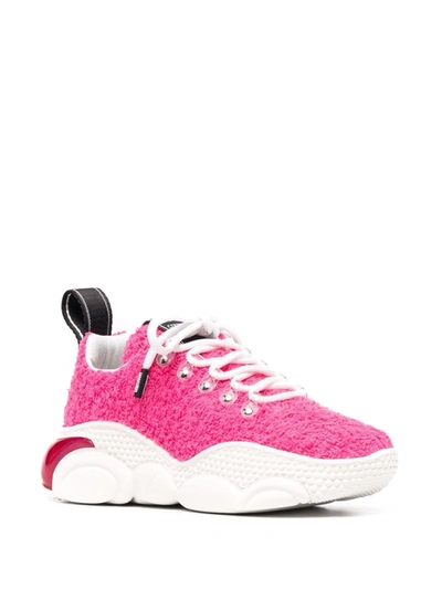 Shop Moschino Terry Cloth Teddy Bubble Sneakers In Rosa