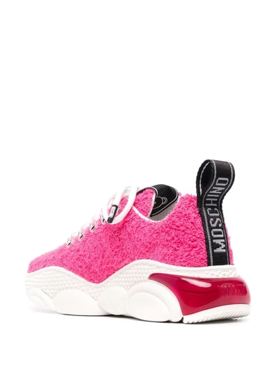 Shop Moschino Terry Cloth Teddy Bubble Sneakers In Rosa