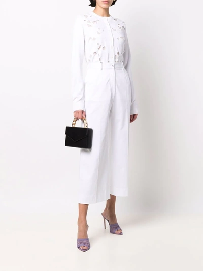 Dolce & Gabbana Floral-embroidery Openwork Cardigan In Weiss