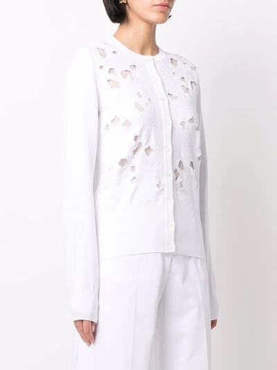 Shop Dolce & Gabbana Floral-embroidery Openwork Cardigan In Weiss
