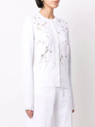 Dolce & Gabbana Floral-embroidery Openwork Cardigan In Weiss