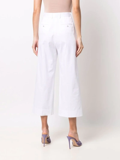 Shop Dolce & Gabbana Logo-buttons Wide Leg Cropped Trousers In Weiss