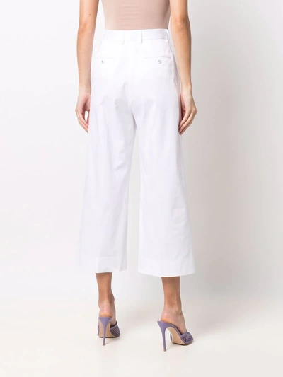 Dolce & Gabbana Logo-buttons Wide Leg Cropped Trousers In Weiss