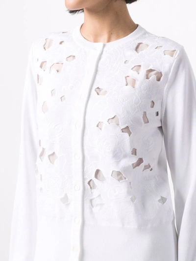 Shop Dolce & Gabbana Floral-embroidery Openwork Cardigan In Weiss