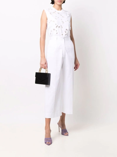 Dolce & Gabbana Floral Embroidered Cutout Sleeveless Top In Weiss