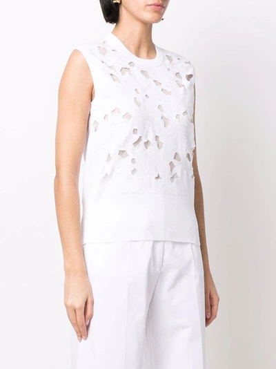 Dolce & Gabbana Floral Embroidered Cutout Sleeveless Top In Weiss