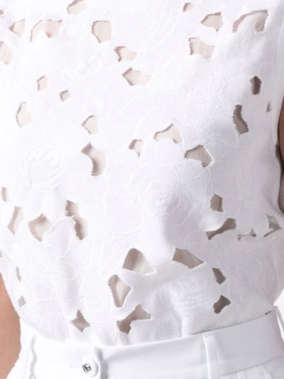 Dolce & Gabbana Floral Embroidered Cutout Sleeveless Top In Weiss