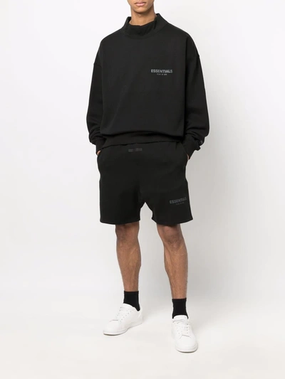 Essentials Logo-print Drawstring Track Shorts In Schwarz