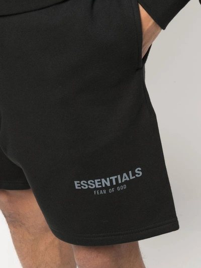 Essentials Logo-print Drawstring Track Shorts In Schwarz