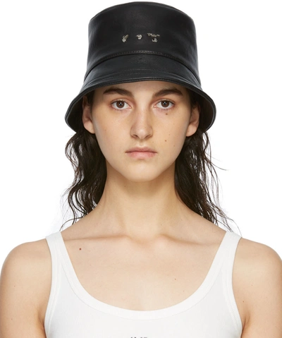 Shop Off-white Black Leather Regular Bucket Hat In Black No Colo
