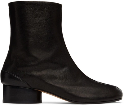 Shop Maison Margiela Black Low Heel Tabi Boots In T8013 Black