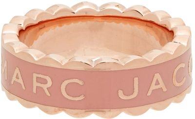 Shop Marc Jacobs Rose Gold & Pink 'the Scallop Medallion' Ring In 664 Rose/rose Gold
