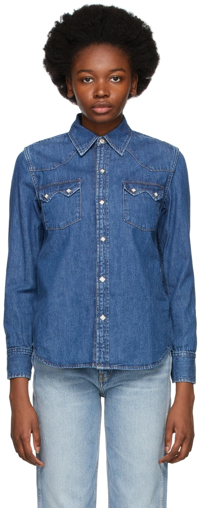 Shop Re/done Blue 50s Sawtooth Western Shirt In Heritage Medium