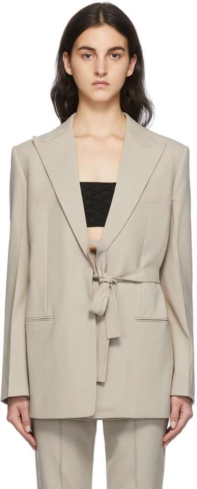 Shop Helmut Lang Beige Stretch Wool Blazer In E3j Fossil