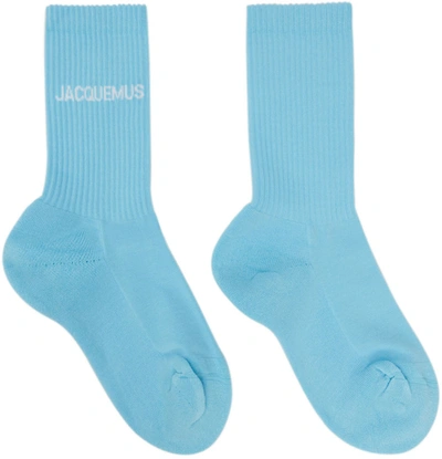 Shop Jacquemus Blue 'les Chaussettes ' Socks In 340 Turquoise