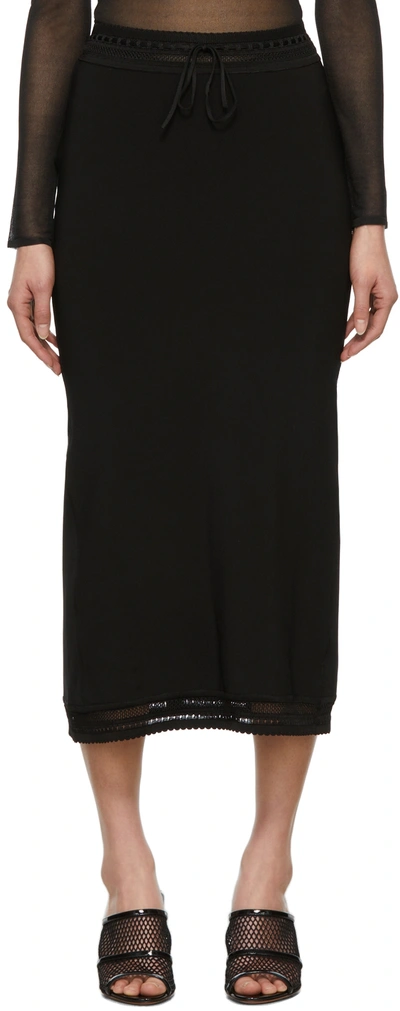 Shop Alaïa Black Lace Midi Skirt In 999 Black