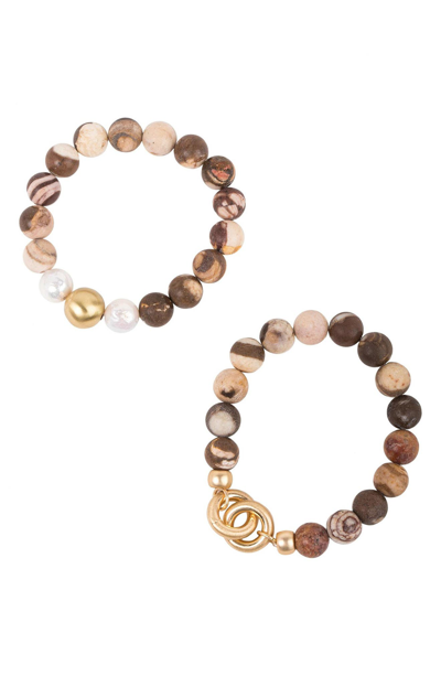 Shop Saachi Eternity Imitation Pearl Beaded Stretch Bracelet In Multi