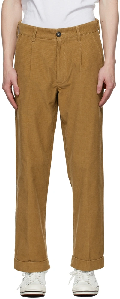 Shop Palm Angels Brown Corduroy Classic Trousers In Beige