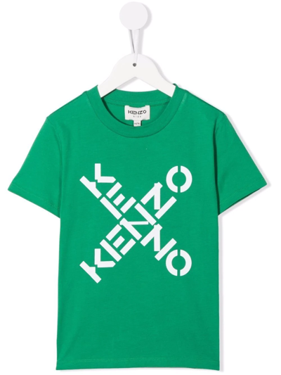 Shop Kenzo Cross Logo T-shirt In Green