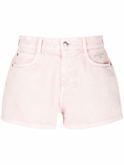 Shop Stella Mccartney Embroidered-logo Mid-rise Shorts In Pink