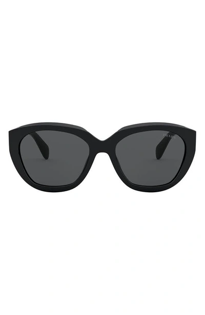 Shop Prada 56mm Cat Eye Sunglasses In Black/ Dark Grey