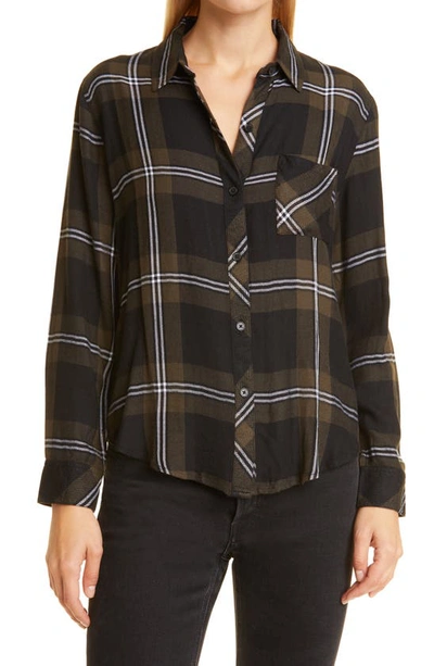 Shop Rails Hunter Plaid Button-up Shirt In Moss Black Ivory