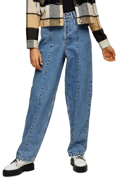 Shop Topshop Idol Oversized Ovoid High Waist Jeans In Mid Denim