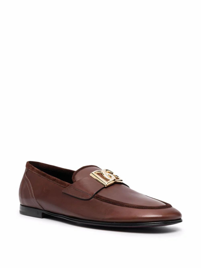 Shop Dolce E Gabbana Men's Brown Leather Loafers