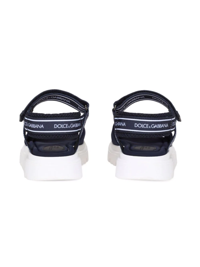 Dolce & Gabbana Logo-print Touch-strap Sandals In Blue