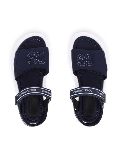 Shop Dolce & Gabbana Dg-logo Touch-strap Sandals In Blue