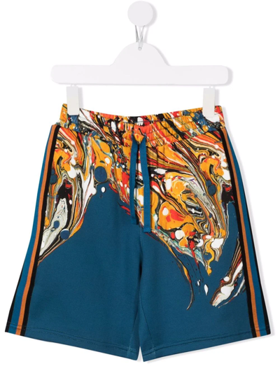 Shop Dolce & Gabbana Paint-print Shorts In Blue