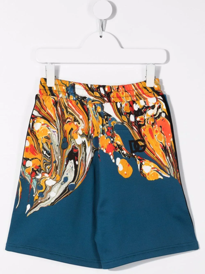 Shop Dolce & Gabbana Paint-print Shorts In Blue