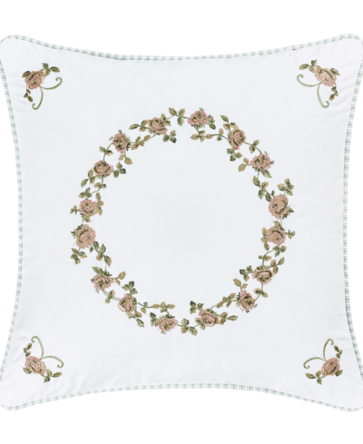 Shop Royal Court Rialto Circle Embroidered Decorative Pillow, 16" X 16" Bedding In White