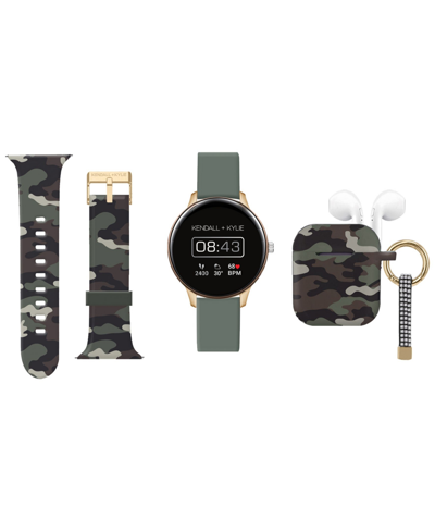 Shop American Exchange Unisex Kendall + Kylie Green Silicone Strap Smartwatch Set In Green Camo