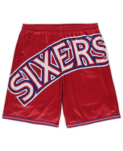 Shop Mitchell & Ness Men's Red Philadelphia 76ers Big And Tall Hardwood Classics Big Face 2.0 Shorts