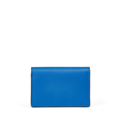 Shop Smythson Folded Card Case With Snap Closure In Panama In Lapis