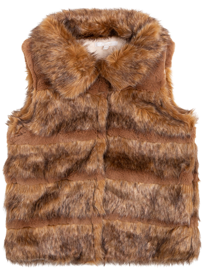 Shop Chloé Kids Faux Fur Zipped Vest In Brown