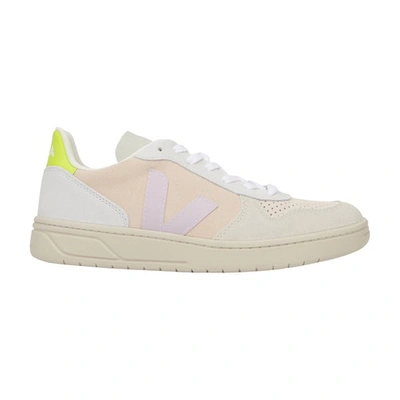 Shop Veja V-10 Suede Sneakers In Multico Sable Parme