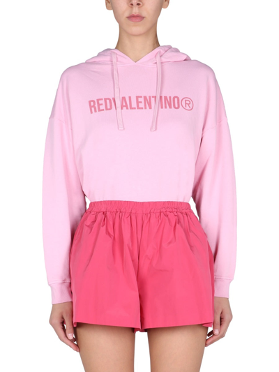 Shop Red Valentino Sweatshirt With Logo Print In Pink