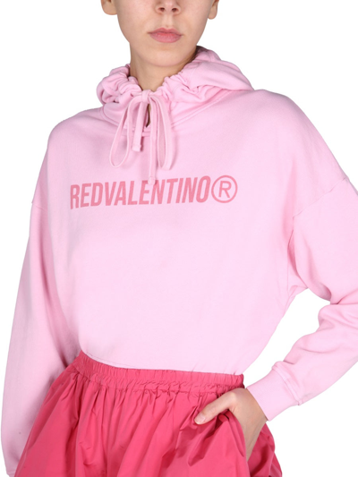 Shop Red Valentino Sweatshirt With Logo Print In Pink