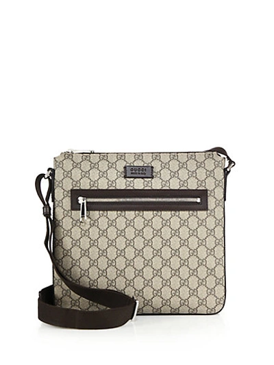 Gucci Gg Supreme Canvas Flat Messenger Bag In Beige