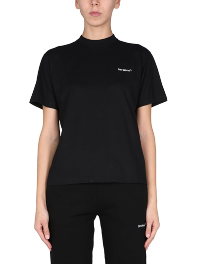 Shop Off-white "arrow" T-shirt With Rubber Logo In Black