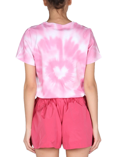 Shop Red Valentino Cotton Jersey T-shirt With "heart" Tie Dye Print In Pink