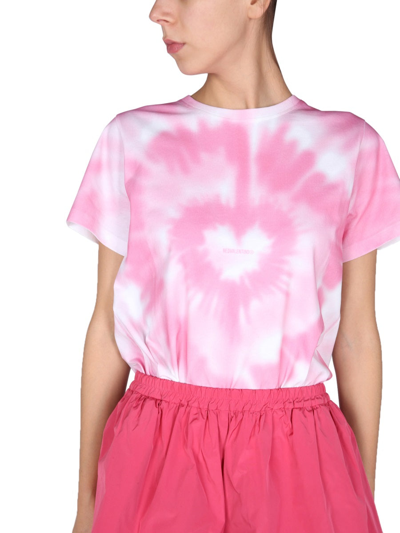 Shop Red Valentino Cotton Jersey T-shirt With "heart" Tie Dye Print In Pink