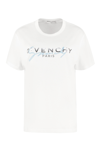 Shop Givenchy Logo Printed Crewneck T In White